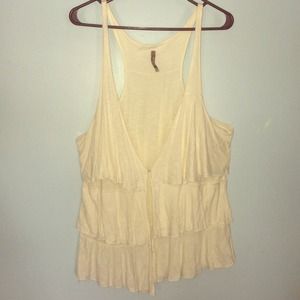 Charlotte Russe Off-White Ruffle Sleeveless vest