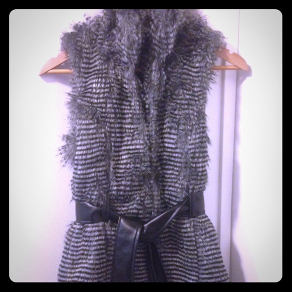 Faux fur belted vest