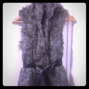 Faux fur belted vest