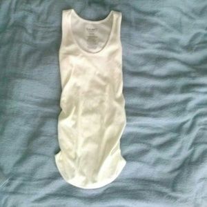 White and neon yellow polka dot maternity tank