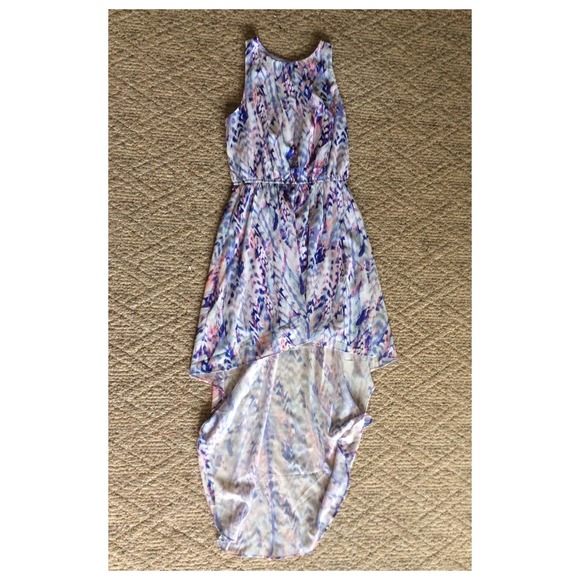 SOLD Watercolor Hi-Low Ruffle Chiffon Dress - Picture 2 of 4