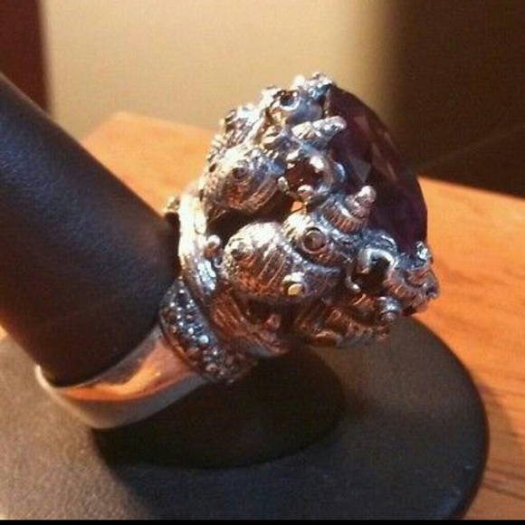 SOLD Solid Sterling Amethyst Cocktail Ring - Picture 4 of 4