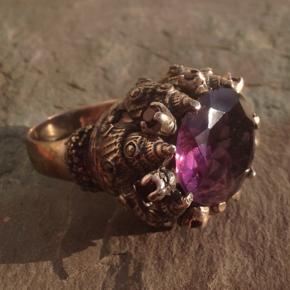 SOLD Solid Sterling Amethyst Cocktail Ring - Picture 3 of 4