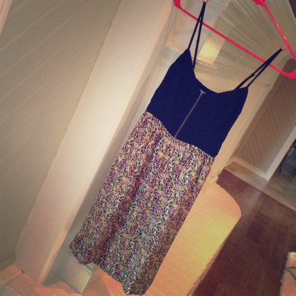 Anthropologie black and floral zipper dress
