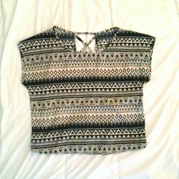 Tan and black tribal stripe top - Picture 2 of 3