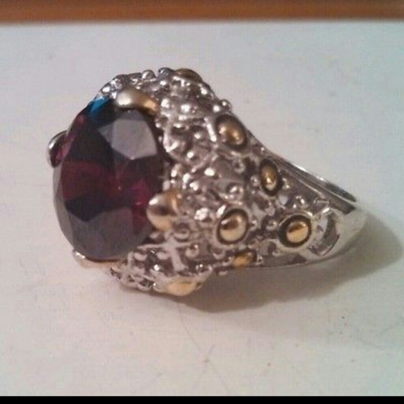 Solid Sterling Gold Accented Dot Hardy style Ring - Picture 2 of 4