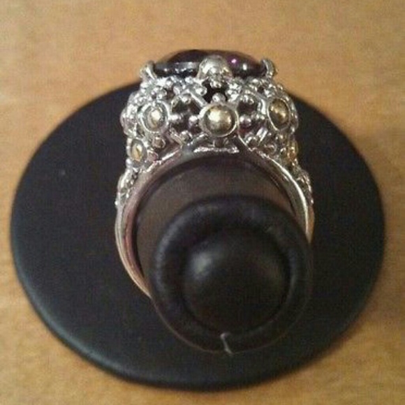 Solid Sterling Gold Accented Dot Hardy style Ring - Picture 3 of 4