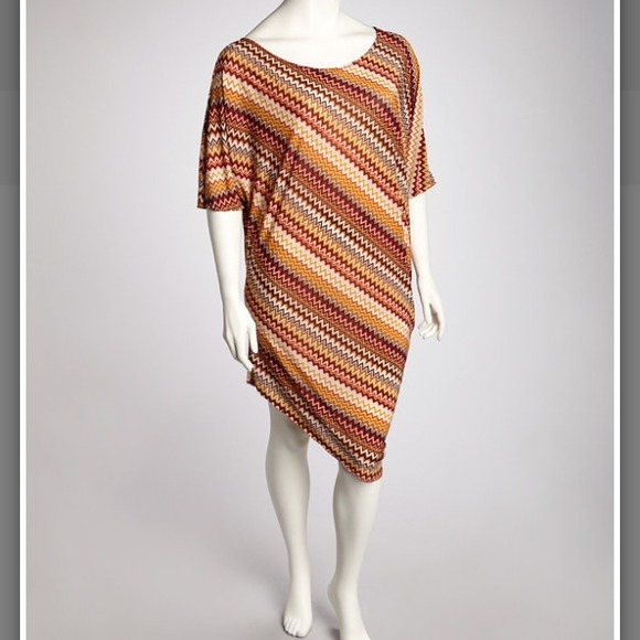 Rust & cream asymmetrical dress!