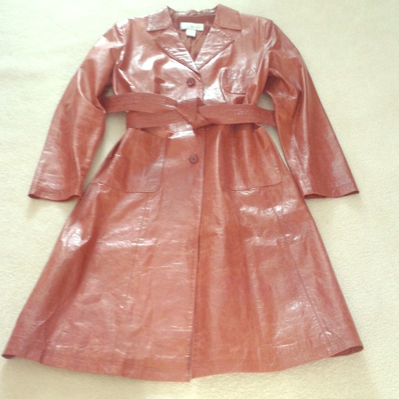 Distressed long leather coat