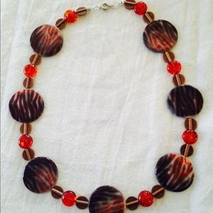 Zebra and coper handcrafted necklace