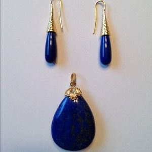 Lapis pendant and matching earrings