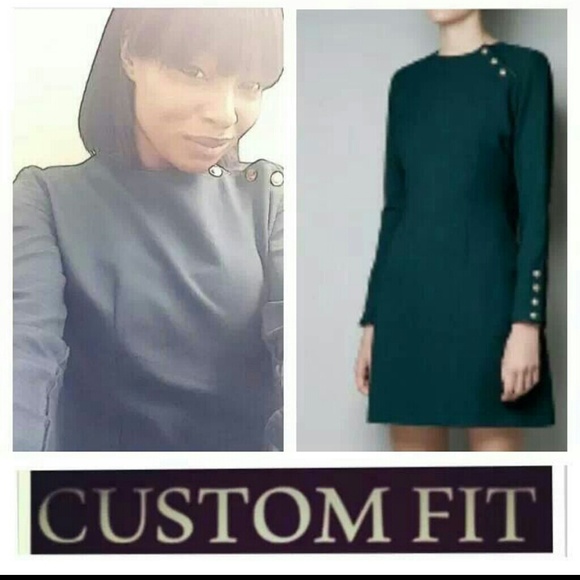 Zara Basics Vintage Gold Button Style Dress