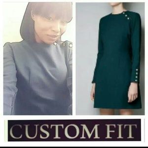 Zara Basics Vintage Gold Button Style Dress