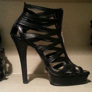 Black Zipper front high heels.