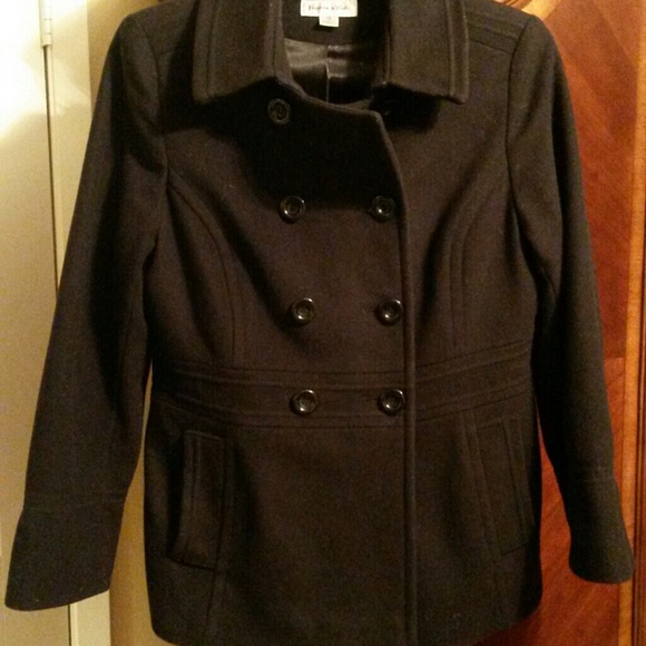 100% Wool Black Pea Coat