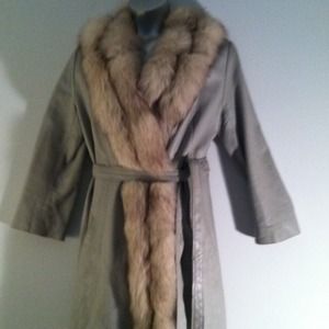 Vintage Gray Leather Fur Coat