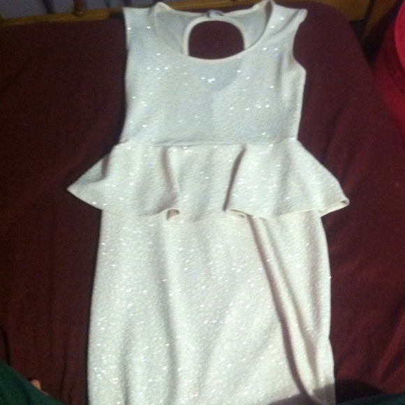 Off white and silver sparkling dress
