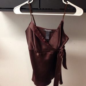 Sexy brown tank, silky that ties on side.