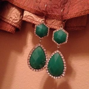 Glam Green Statement Earrings