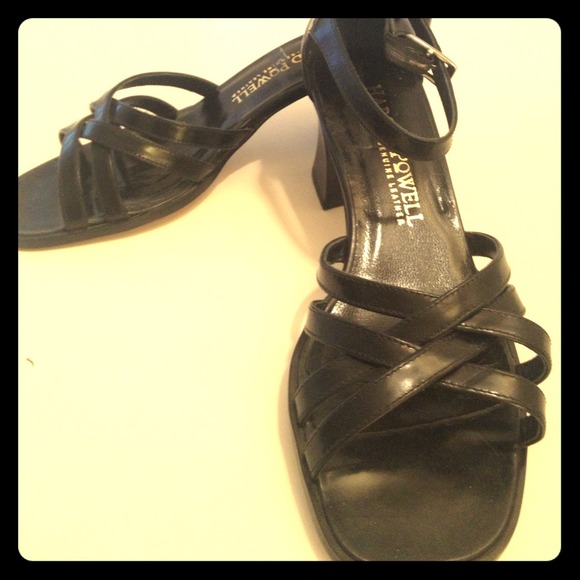 Black leather strappy sandals