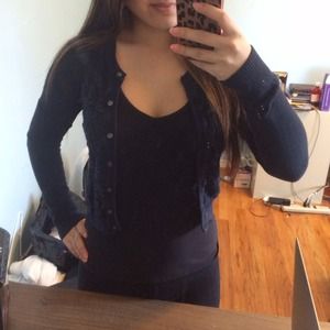 ❌SOLD❌ A&F Navy Blue Crop Lace Cardigan