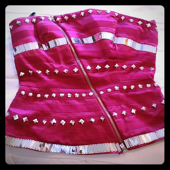 Bebe bright fuchsia top with embellishments