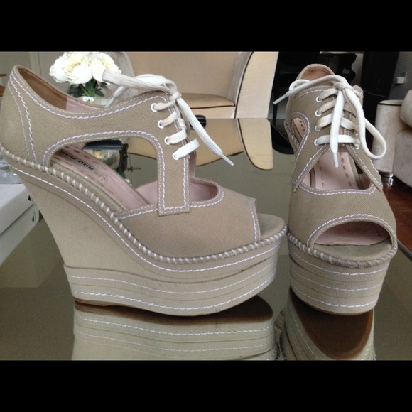 Miu Miu Shoes - Miu Miu Tan Wedges
