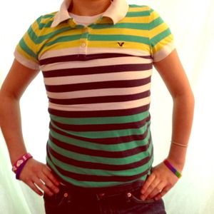 American Eagle Striped Polo