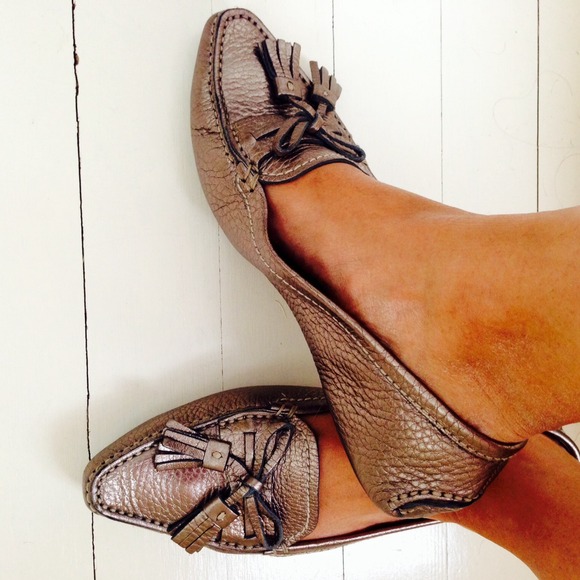 🚫SOLD🚫Prada Loafers. Size 6. Metallic. - Picture 2 of 4