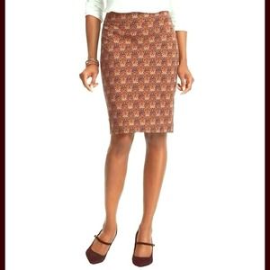 NWT Navy & Copper Floral Print Pencil Skirt