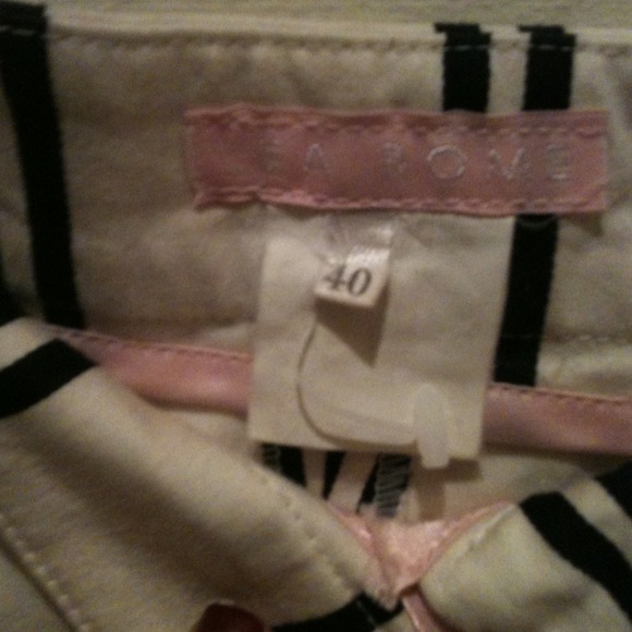LEA ROME: Made in France, B&W Striped Slacks. - Picture 2 of 4