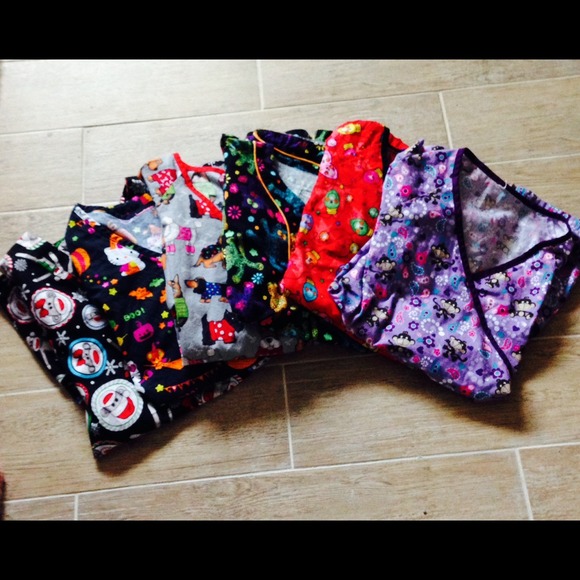 6 scrub tops. Bundle