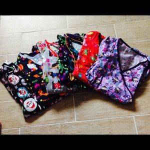 6 scrub tops. Bundle