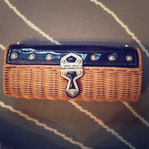 MICHAEL KORS SANTORINI STRAW CLUTCH HANDBAG