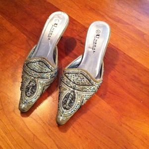 Gorgeous brand new beaded mules