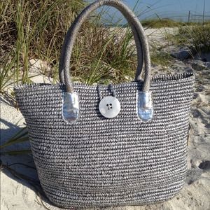 Handmade Straw bag from Bali - Silver