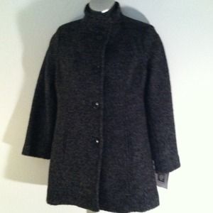 Ladies Charcoal Gray Tweed Coat NWT Large