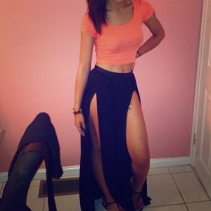 Maxi skirt with thigh high slits