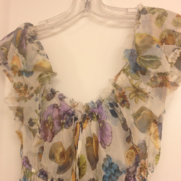 Silk, floral patterned semi-sheer dress - Picture 2 of 2