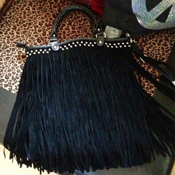 Handbags - 👜Black Fringe Tote Handbag👜