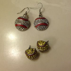 Baseball and Softball Bling Earrings