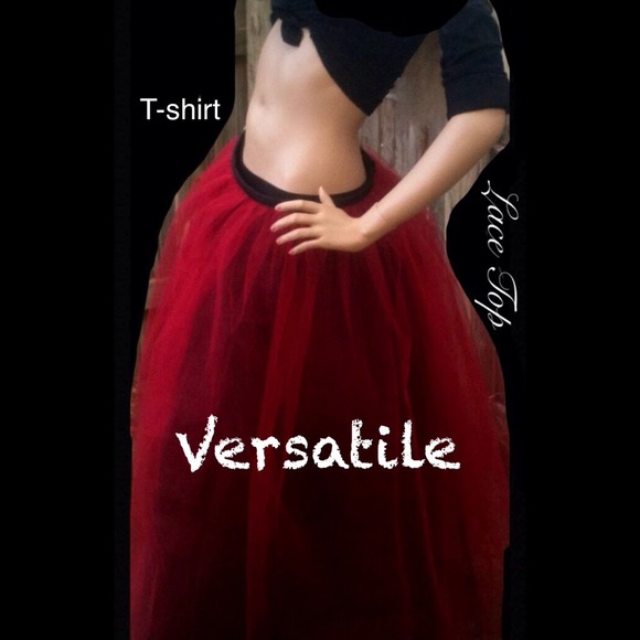 New, Handmade USA Tulle Skirt (Red/Black)