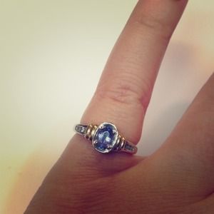 Tanzanite, diamond, white & yellow gold ring.