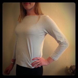 Talbots striped boat neck top