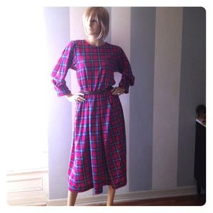 Vintage flannel pink plaid dress