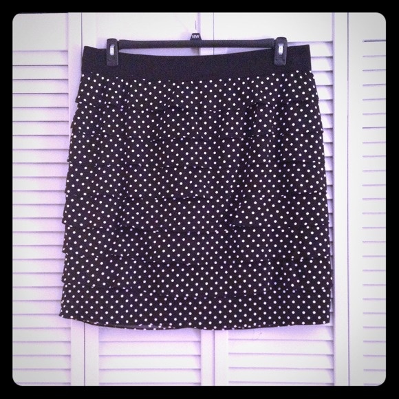 Cute ruffled black and white polka dot skirt