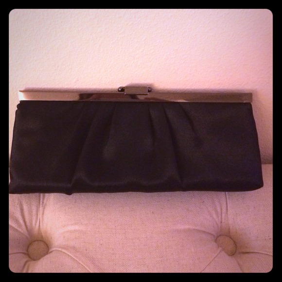 Black satin clutch evening bag elegant beautiful