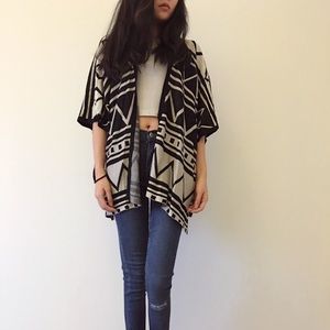 BSZW Accessories - Geometry print comfy oversized batt wing cardigan BSZW Accessories - Geometry print comfy oversized batt wing cardigan
