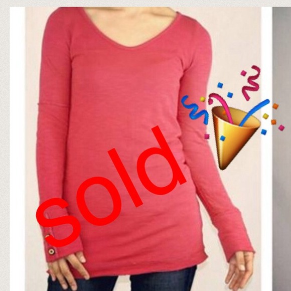 Cozy button sleeve top Coral