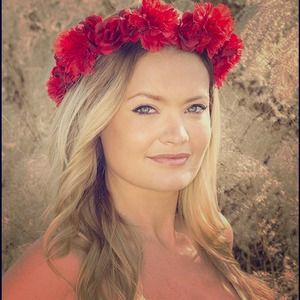 Red wild flower boho crown